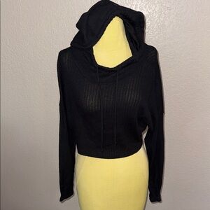 Bijou Apparel Black Hooded Cropped Sweater - NWT - MSRP $22
